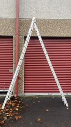 Ladder - 2 x 14 treden - uitschuifbaar en A-stand mogelijk, Doe-het-zelf en Bouw, Ladders en Trappen, Ophalen, Gebruikt, Ladder