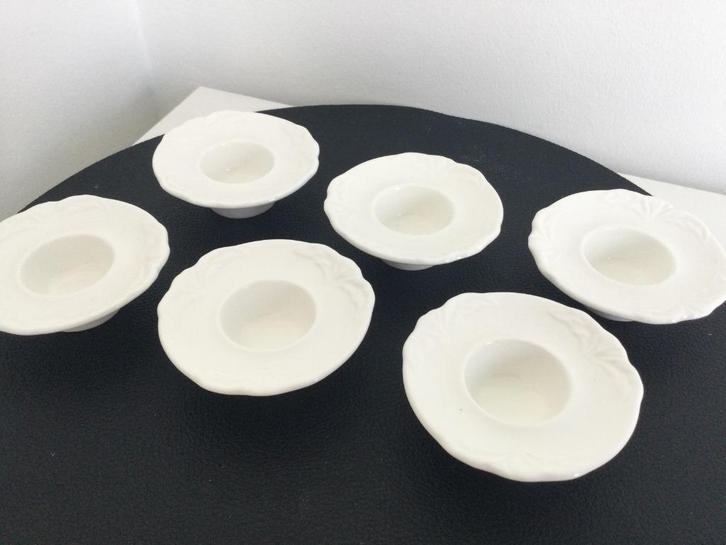 6 witte eierdopjes van Villeroy en Boch, Antiek en Kunst, Antiek | Servies los, Ophalen