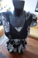 elegant praktisch zwart/wit blouse, Comme neuf, Taille 36 (S), Noir, Vintage