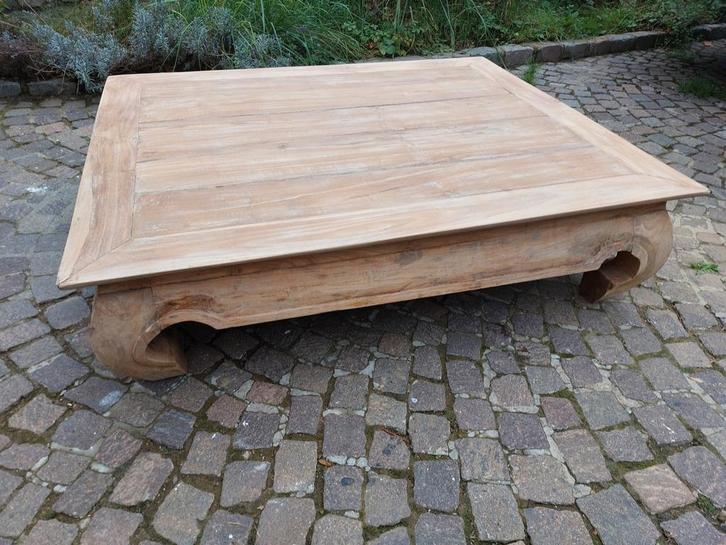 Schitterende teakhouten salontafel „opium”., Huis en Inrichting, Tafels | Salontafels, Ophalen