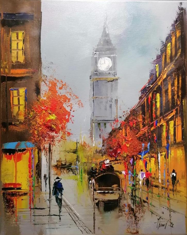 London, Antiek en Kunst, Kunst | Schilderijen | Modern, Ophalen of Verzenden