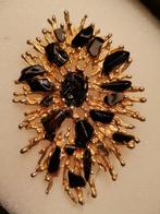 Broche dorée avec incrustations de pierres noires, Enlèvement ou Envoi, Comme neuf
