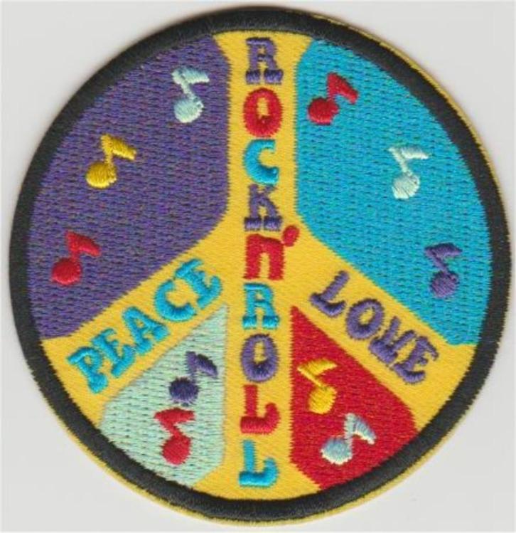 Rock N Roll Peace Love stoffen opstrijk patch embleem #8, Verzamelen, Muziek, Artiesten en Beroemdheden, Nieuw, Kleding, Verzenden