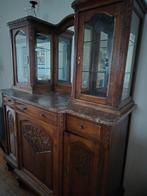 Oude eiken kast met marmer en spiegel, Huis en Inrichting, Kasten | Buffetkasten, Ophalen