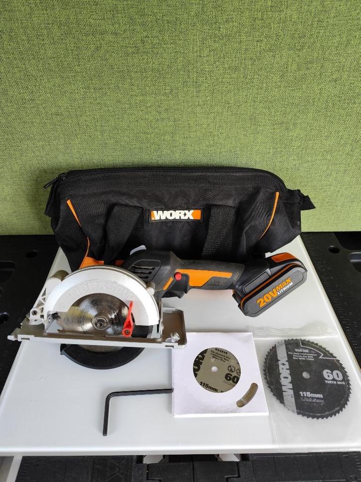 Scie circulaire compacte Worx Wx523.9 + accu 20V, Doe-het-zelf en Bouw, Gereedschap | Zaagmachines, Zo goed als nieuw, Cirkelzaag