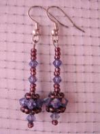 Swarovski oorringen: tanzanite, Bijoux, Sacs & Beauté, Boucles d'oreilles, Pendantes, Avec cristal, Enlèvement ou Envoi, Violet