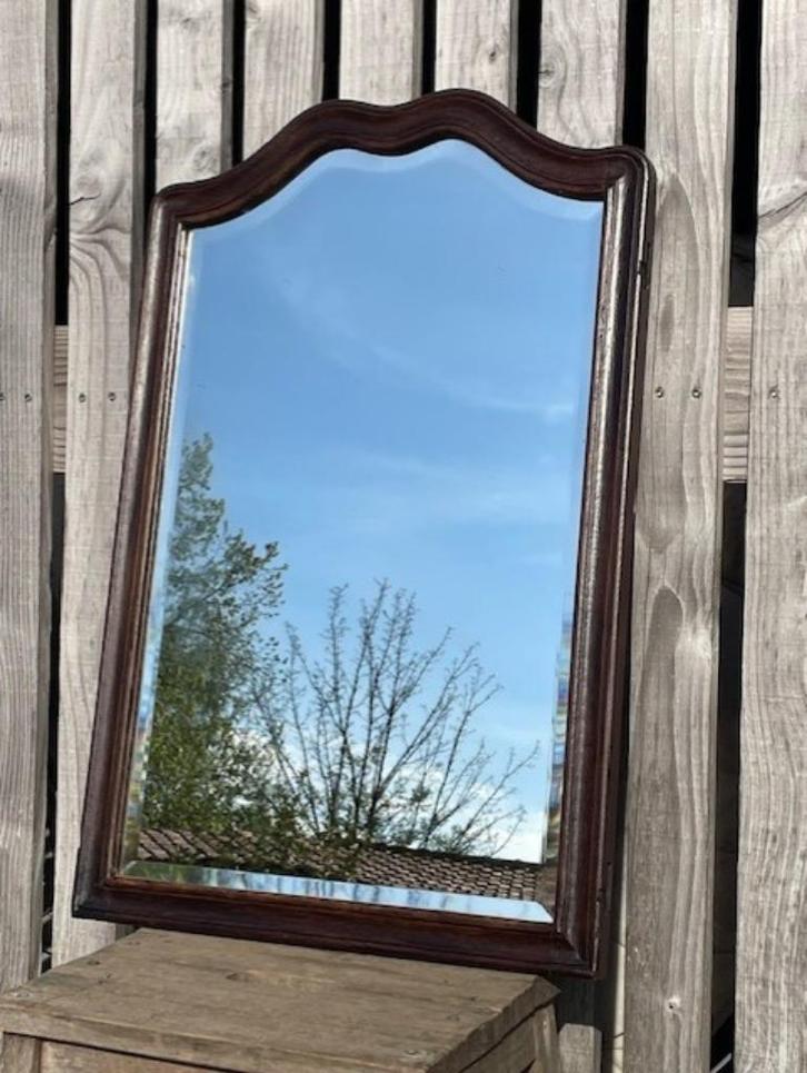 mooie oude spiegel in eiken kader, Antiek en Kunst, Antiek | Spiegels, 50 tot 100 cm, Minder dan 100 cm, Rechthoekig, Ophalen
