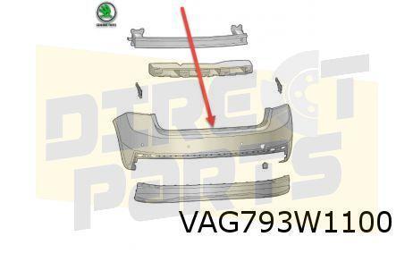 Skoda Fabia (8/21- )(6V) achterbumper (bij PDC) (te spuiten), Auto-onderdelen, Carrosserie, Bumper, Skoda, Achter, Nieuw, Verzenden
