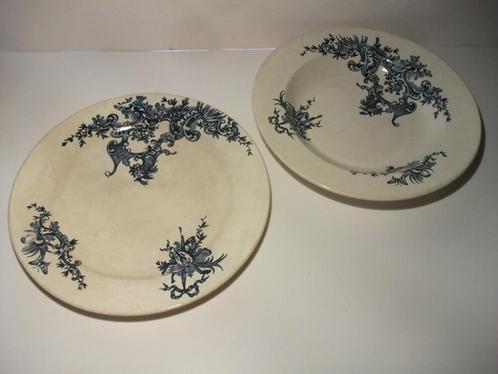Boch 2 Borden BFK Régent - blauw, Antiek en Kunst, Antiek | Servies los, Ophalen
