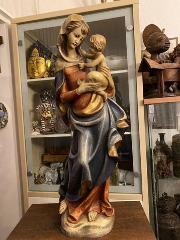 Grote Grödnertal Madonna, gesneden en polychrome hout 73 cm beschikbaar voor biedingen