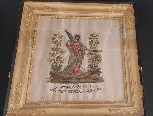 Antieke op zijde geborduurde icoon Heilige Justine V., Antiek en Kunst, Antiek | Religieuze voorwerpen, Ophalen
