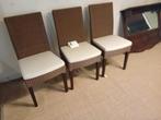 3 stoelen in riet met stoffen zitvlak, Huis en Inrichting, Stoelen, Ophalen, Nieuw, Riet of Rotan, Drie