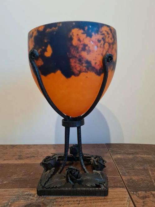 Bekervaas van gemarmerd glas gesigneerd Noverdy France art d, Antiek en Kunst, Kunst | Designobjecten, Ophalen of Verzenden