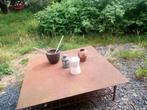 Table basse Int/Ext, en métal rouillé, artisan Local, Tuin en Terras, Tuintafels, Ophalen, Gebruikt, Vierkant, Metaal