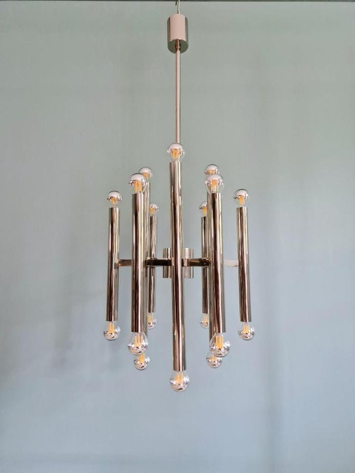 Grote kroonluchter, ontworpen door G. Sciolari,  1970, Antiek en Kunst, Antiek | Verlichting, Ophalen