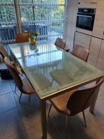 tafel, Huis en Inrichting, Tafels | Eettafels, Ophalen, Gebruikt, 150 tot 200 cm, Glas