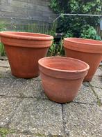 3 bloempotten in terracotta in goede staat., Jardin & Terrasse, Pots de fleurs, Comme neuf, 25 à 40 cm, Jardin, Terracotta