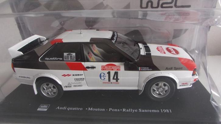 AUDI QUATTRO 1981 M.MOUTON.1/24 FIA WRC NEUVE,BLISTER ORIG., Hobby en Vrije tijd, Modelauto's | 1:24, Nieuw, Auto, Overige merken