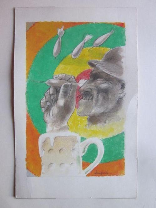 LUIGARD - Bieraquarel tekenfilm Wien Antimilitarist Gu, Boeken, Oorlog en Militair, Ophalen of Verzenden