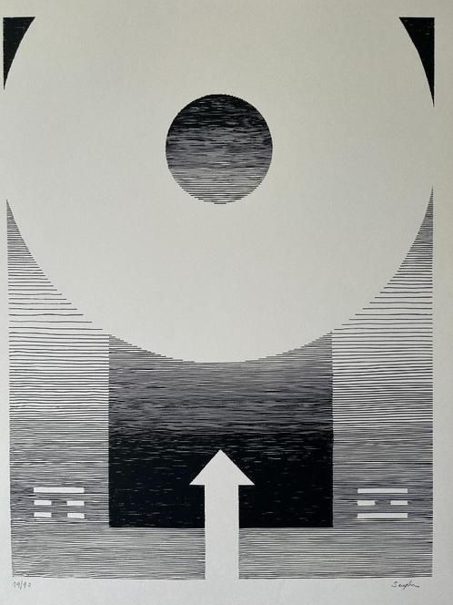 Michel SEUPHOR - Geometrie - Orig. lithografie - 75 x 55 cm, Antiek en Kunst, Kunst | Litho's en Zeefdrukken, Ophalen of Verzenden