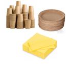 wegwerpservies - kartonnen borden, houten vorken, Nieuw, Overige materialen, Bord(en), Overige stijlen