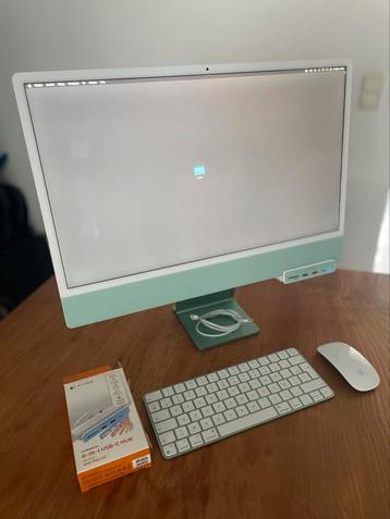 Imac groen - 24" - 2021 - M1 8GB - nauwelijks gebruikt!, Enlèvement, Comme neuf, IMac