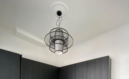 Zwarte hanglamp bamboe, Huis en Inrichting, Lampen | Hanglampen, Zo goed als nieuw, Ophalen of Verzenden
