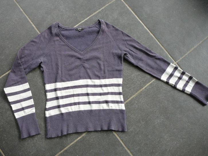 blauw-grijs trui met v-hals, Kleding | Dames, Truien en Vesten, Gedragen, Maat 38/40 (M), Blauw, Ophalen of Verzenden