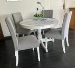 IKEA EETTAFEL ROND MET STOELEN WIT MET GRIJZE HOES, Huis en Inrichting, Tafels | Eettafels, Ophalen, Overige materialen, Rond