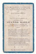 Décès Jeanne BAELE Bruxelles 1905 Auvelais 1906 (enfant), Collections, Envoi, Image pieuse