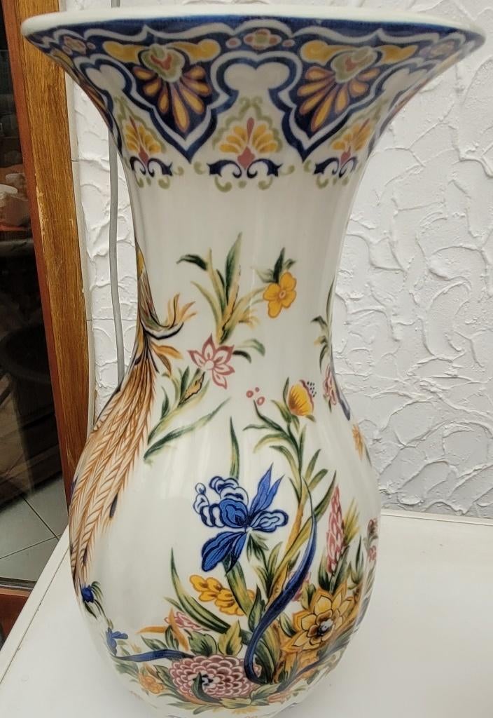 Vase Paon Porcelaine Delfia Italie Antique, Enlèvement