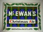 Mc Ewan's Christmas Ale oud reclamebord karton met zegel, Verzamelen, Overige merken, Reclamebord, Plaat of Schild, Ophalen of Verzenden
