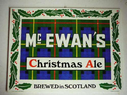 Mc Ewan's Christmas Ale oud reclamebord karton met zegel, Verzamelen, Biermerken, Zo goed als nieuw, Reclamebord, Plaat of Schild