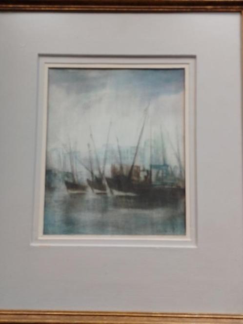 Denis Dolphyn  1902 - 1992   Aquarel Boten in het dok, Antiquités & Art, Art | Peinture | Classique, Envoi