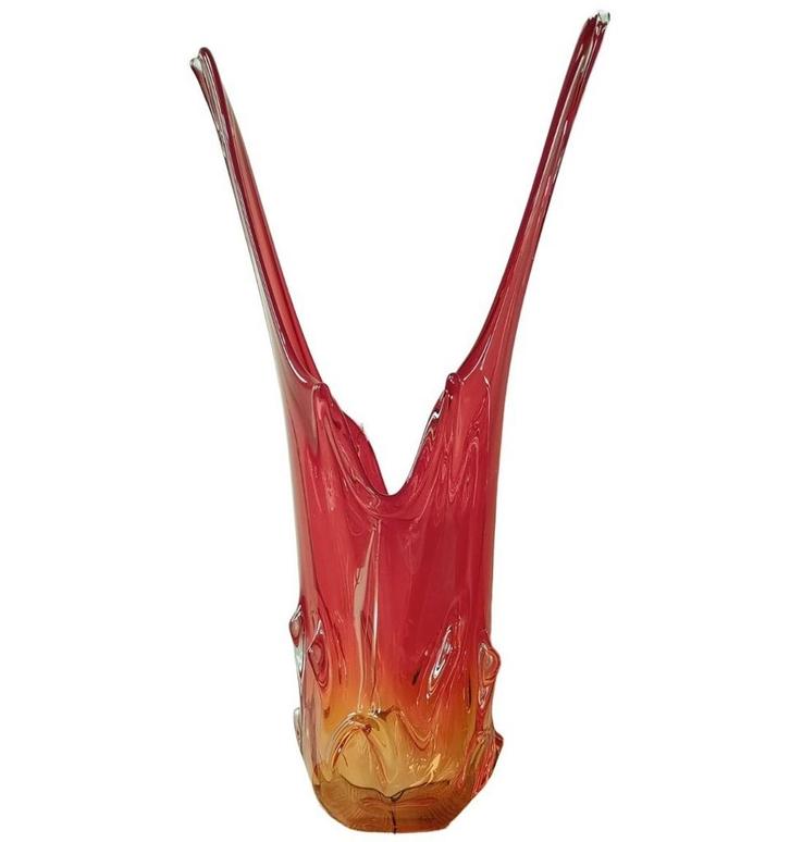 Grote kunstglazen vaas/sculptuur, Murano-stijl, 71 cm hoog, Huis en Inrichting, Woonaccessoires | Vazen, Zo goed als nieuw, Rood
