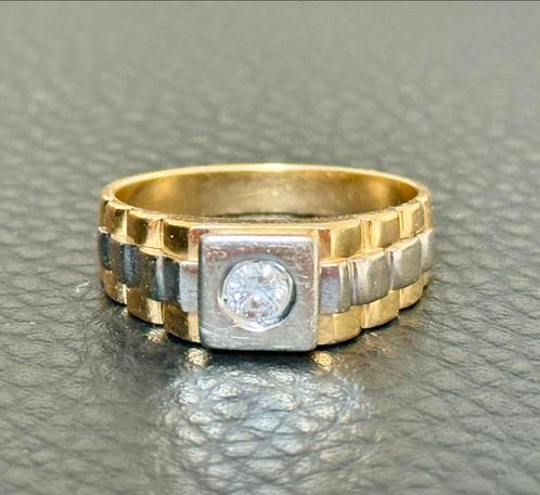 Rolex ring 18 karaat goud/ bicolor/ met natuurlijke diamant!, Handtassen en Accessoires, Ringen, Heer, 20 of groter, Geel, Goud
