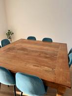 Oude massieve teak tafel 150 cm x 150 cm, Huis en Inrichting, Tafels | Eettafels, Ophalen, Gebruikt, 150 tot 200 cm, Vijf personen of meer