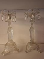 Antieke glazen kandelaars Maria en Jozef, Antiek en Kunst, Ophalen, Glas