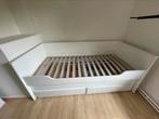 Bed met 2 opberglades en uitschuifbaar logeerbed, Ophalen, 90 cm, Eenpersoons, Wit