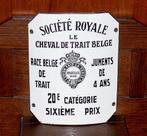 Emaille bord paardenrace België 1938, Gebruikt, Verzenden