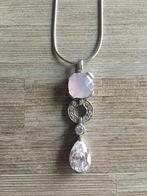 Zilveren 925 ketting roze steen zirkonia stenen - Nieuwstaat, Handtassen en Accessoires, Kettingen, Ophalen, Zo goed als nieuw