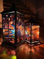 Handgemaakte glas-in-lood kaarslantaarn lamp vloerlamp, Antiek en Kunst, Ophalen of Verzenden
