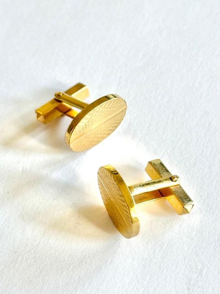 Paire de boutons de manchette dorés à l’or fin 1950 NEW, Bijoux, Sacs & Beauté, Boutons de manchette, Neuf, Or, Doré, Enlèvement