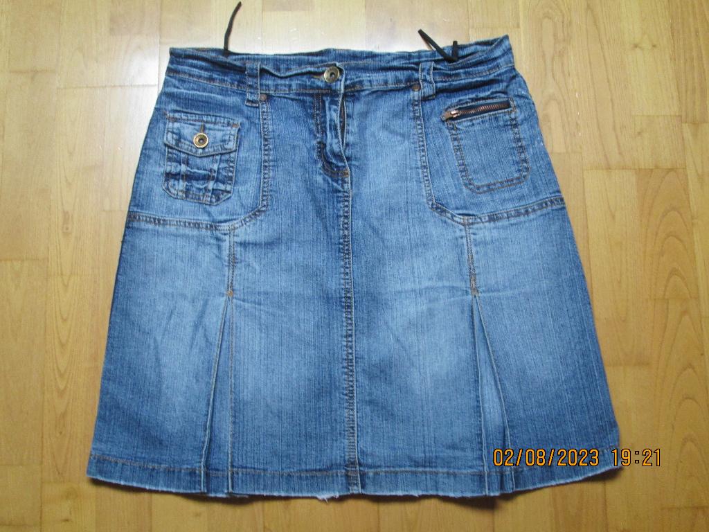 Jupe bleue en jeans plissée T 40, Kleding | Dames, Rokken, Gedragen, Boven de knie, Ophalen, Maat 38/40 (M)