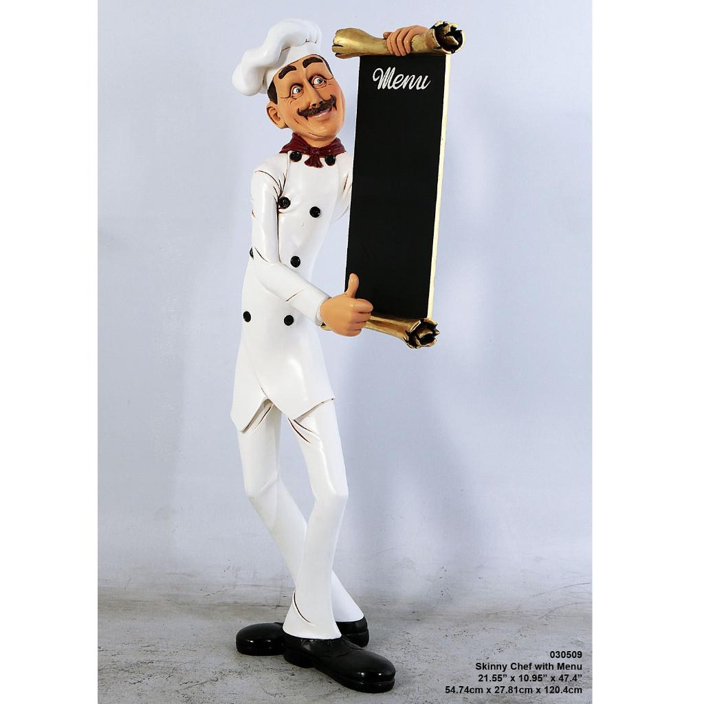 Tableau de menu « Cook »  statue Chef Skinny, 185 cm, Enlèvement, Neuf