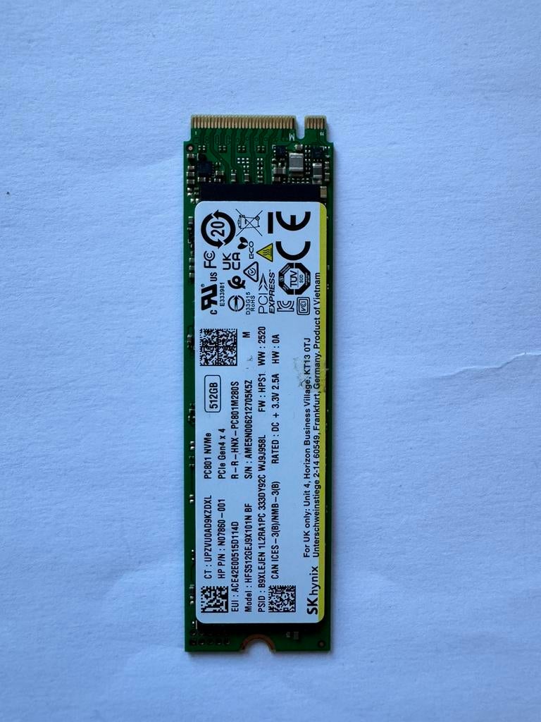SSD 512 GB, Computers en Software, Harde schijven, Ophalen, Zo goed als nieuw, SSD