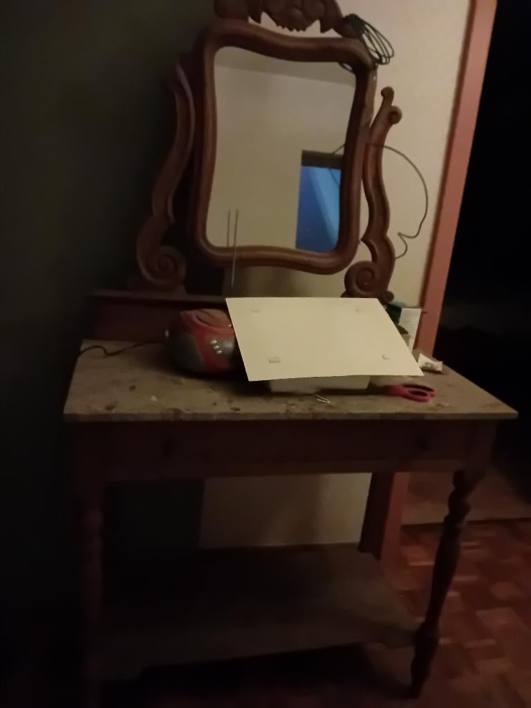 Coiffeuse en chêne avec marbre, Moins de 100 cm, Enlèvement, Utilisé, 50 à 100 cm