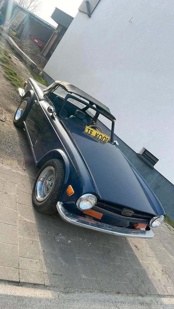 Triumph tr6, Auto's, Oldtimers, Particulier, Triumph, Benzine, Cabriolet, 2 deurs, Handgeschakeld, Blauw, Blauw, Kunstmatig leder
