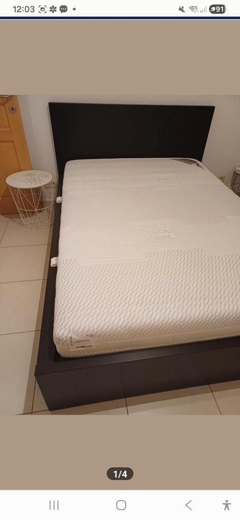 Lit MALM ikea noir 1,40 m sans sommiers ,sans matelas, Maison & Meubles, Enlèvement, Noir