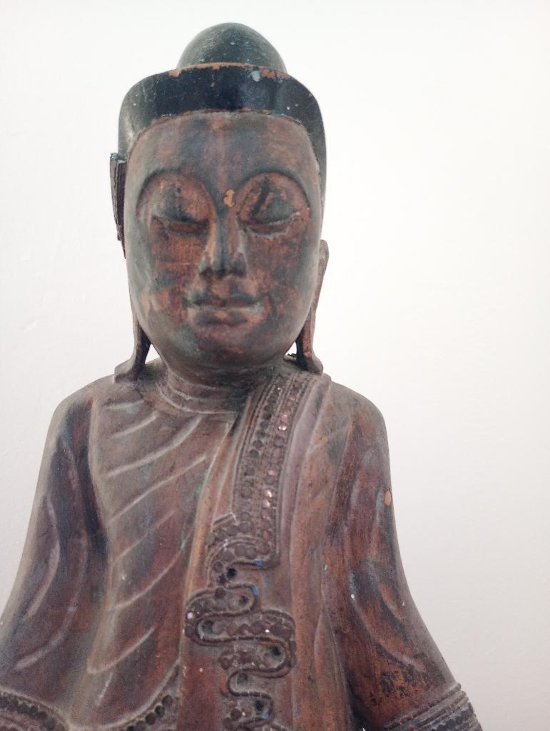 bouddha en bois asiatique 58 cm, Enlèvement